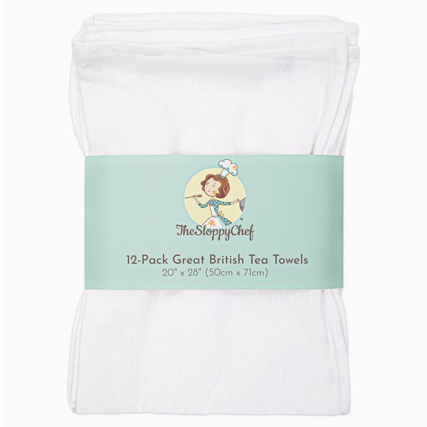 Monarch British Tea Towels White , 12PK SC-TTWH-36